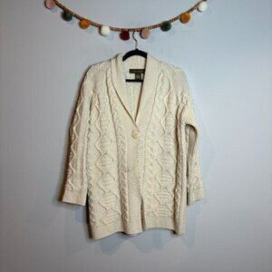 Inis Crafts Irish Merino Wool cable knit cardigan sweater